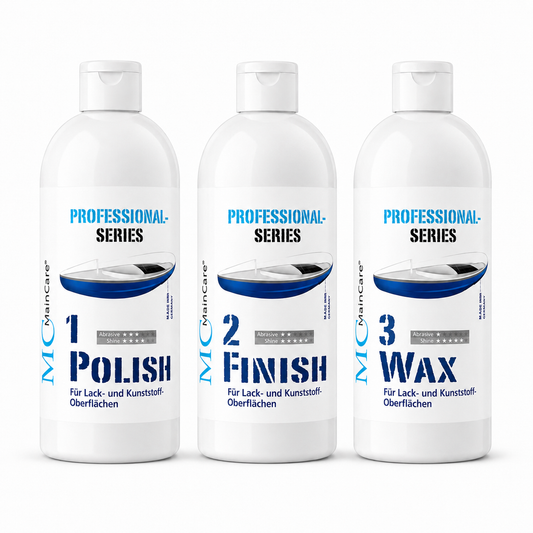 MainCare 1.2.3. Polituren-Set – POLISH, FINISH & WAX – 3 × 500 ml