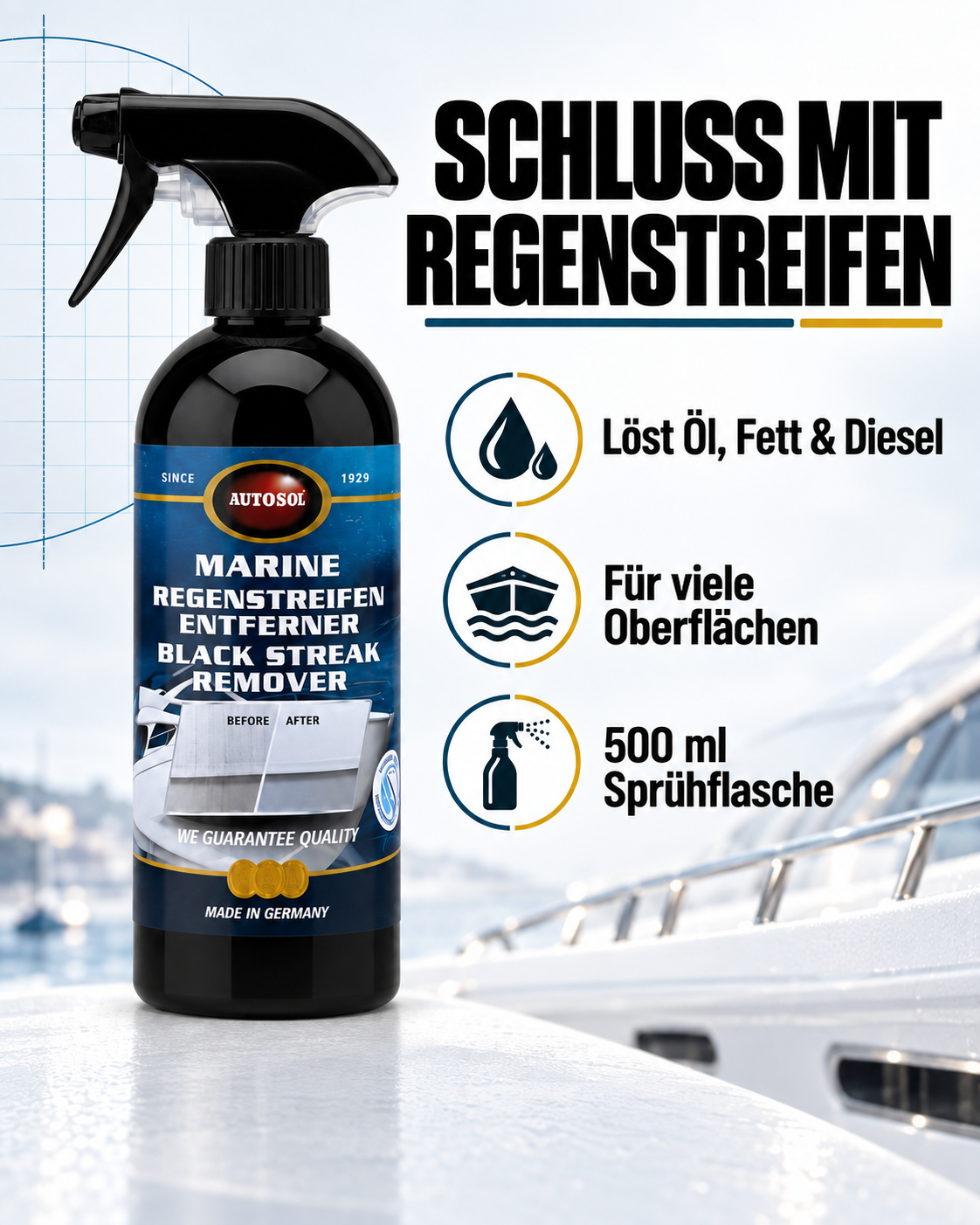 AUTOSOL® Marine Regenstreifen Entferner – 500 ml