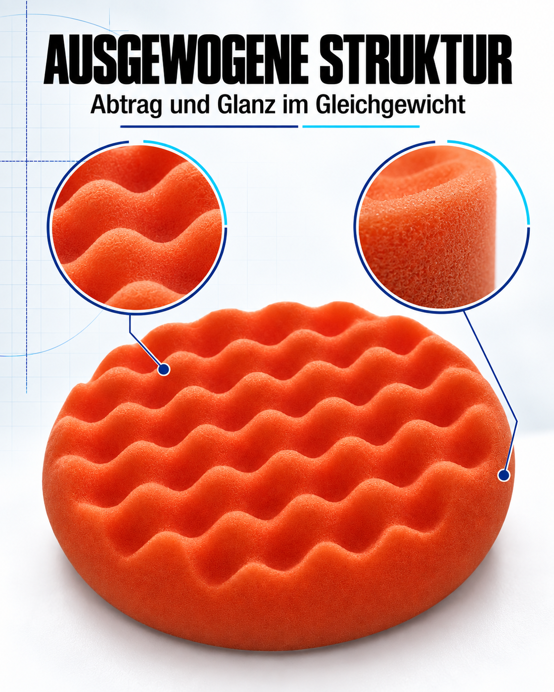 Waffel-Polierpad - Mittelhart - 145mm mit Klett